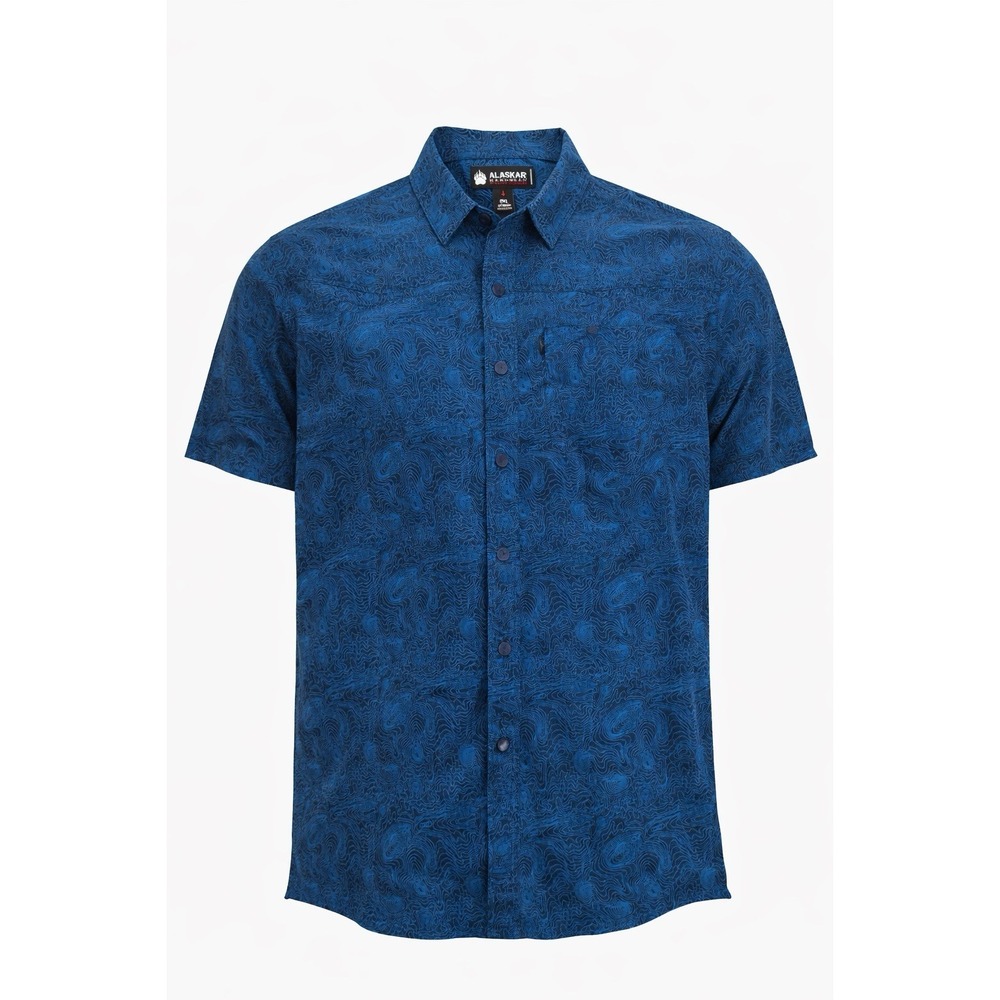 Alaskan Hardgear Duluth Trading Shirt Mens XL Blue Topographic Pattern (108)